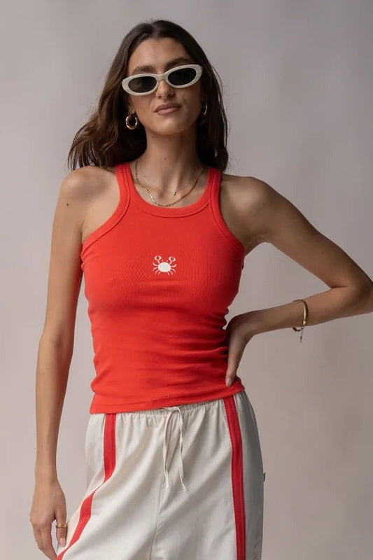 ARAMINTA JAMES Womens Crabe Tank - Lobster Red, WOMENS TEES & TANKS, ARAMINTA JAMES, Elwood 101