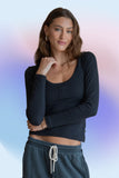 ARAMINTA JAMES Womens Monogram Long Sleeve Top Noir, WOMENS TOPS & SHIRTS, ARAMINTA JAMES, Elwood 101