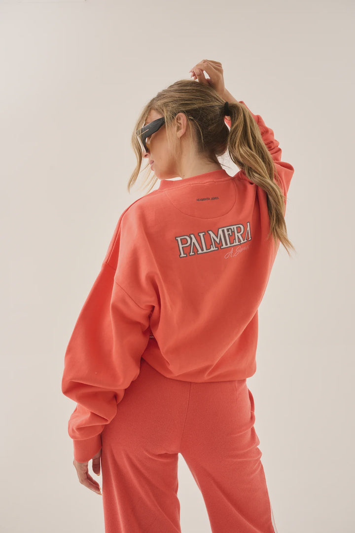 ARAMINTA JAMES Womens Palmera V Neck Sweatshirt in Soft Coral