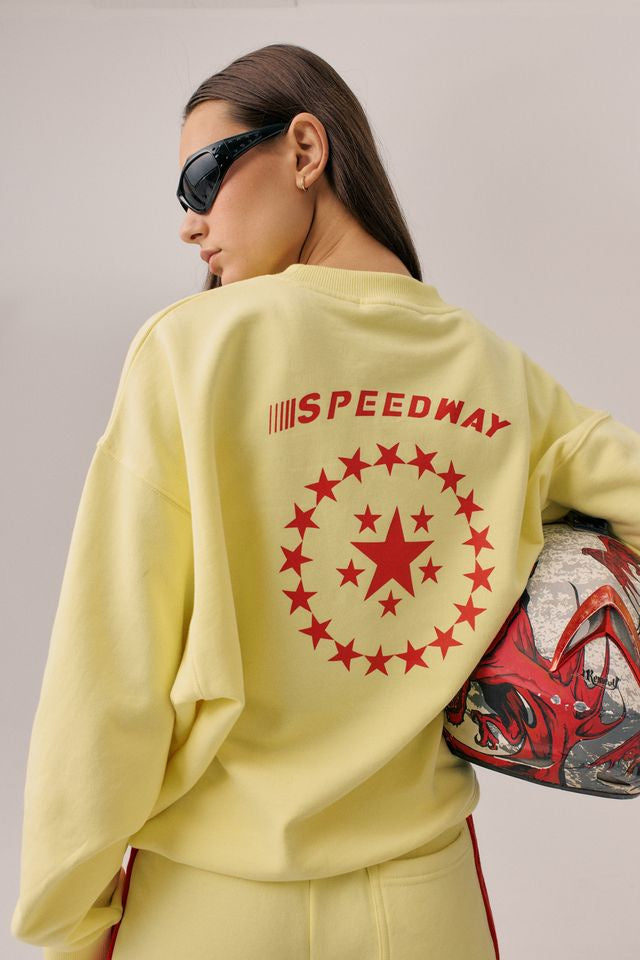 ARAMINTA JAMES Womens Speedy Sweatshirt in Yellow Iris, WOMENS KNITS & SWEATERS, ARAMINTA JAMES, Elwood 101