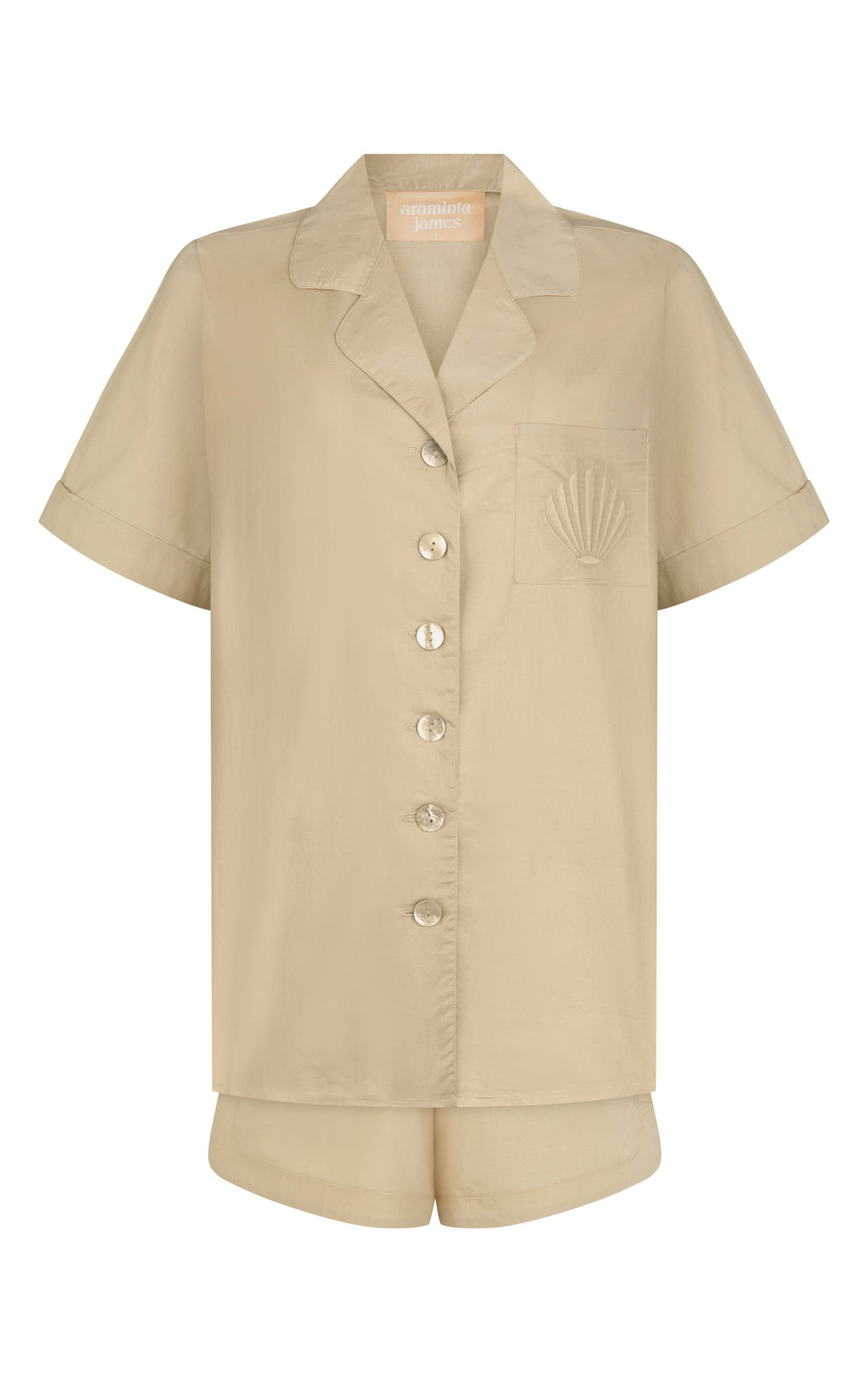 ARAMINTA JAMES Womens Coconut Cotton Shirt Set - Coffee, WOMENS TOPS & SHIRTS, ARAMINTA JAMES, Elwood 101