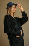 ARAMINTA JAMES Womens Velour Sweatshirt - Noir, WOMENS KNITS & SWEATERS, ARAMINTA JAMES, Elwood 101