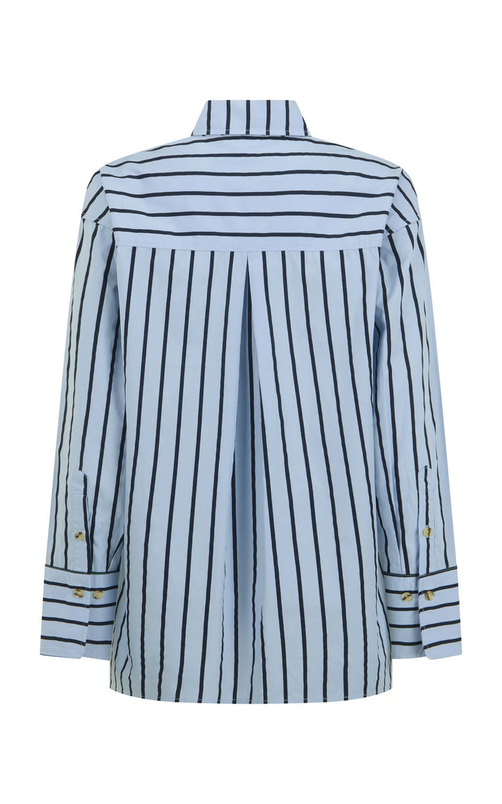ARAMINTA JAMES Womens AJ Crest Palermo Stripe Shirt in Sea Blue