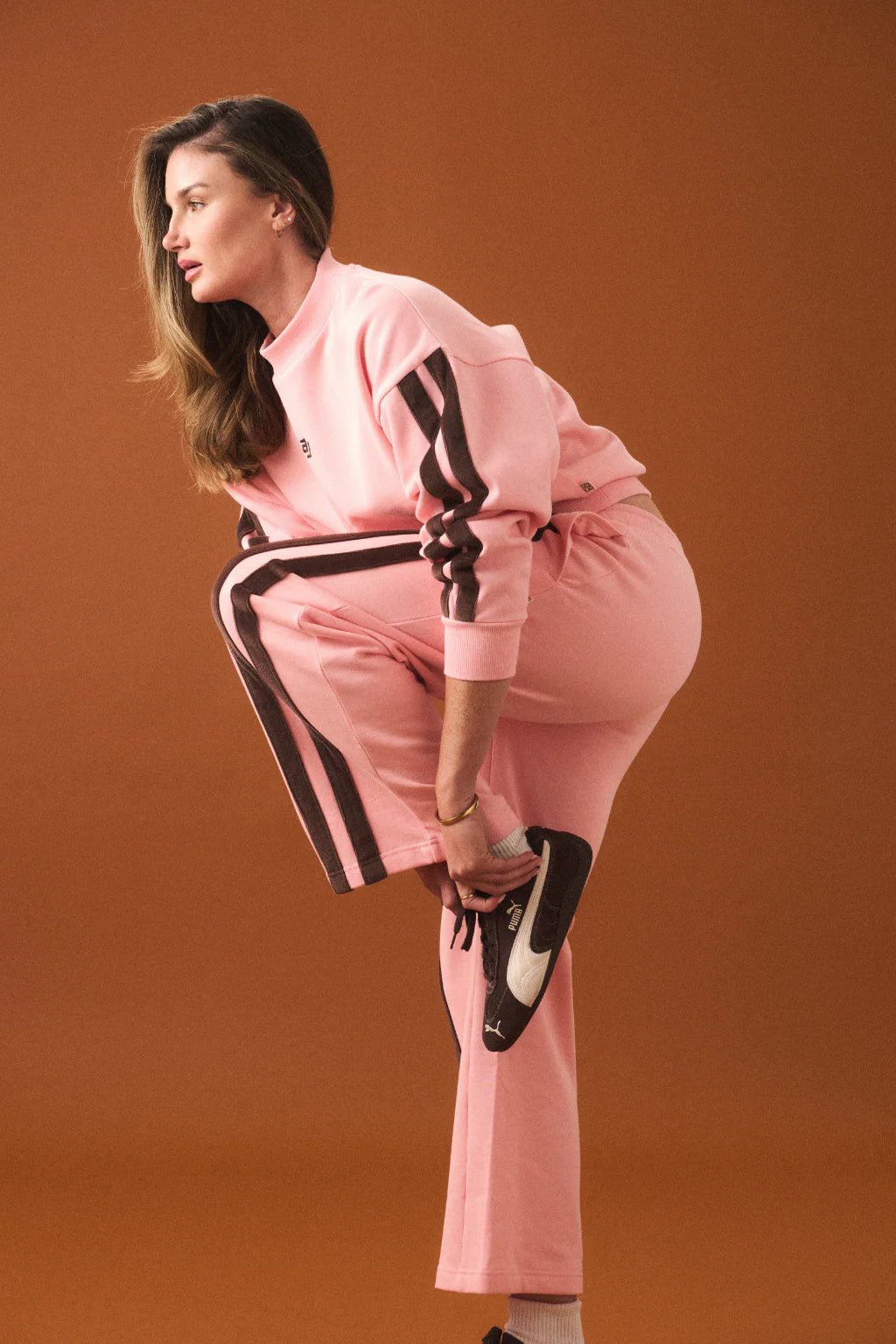 ARAMINTA JAMES Womens AJ Logo Stripe Trackpant in Rose Quartz, WOMENS TRACK PANTS, ARAMINTA JAMES, Elwood 101