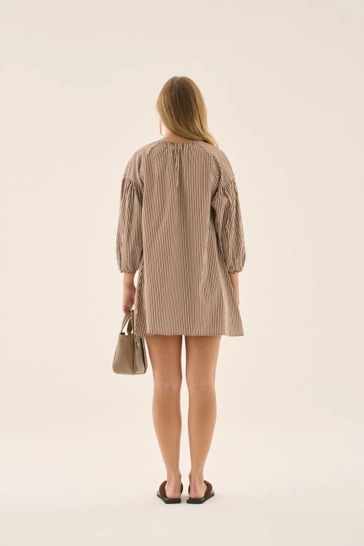 ARAMINTA JAMES Womens AJ Stripe Dress in Chocolate, WOMENS DRESSES, ARAMINTA JAMES, Elwood 101