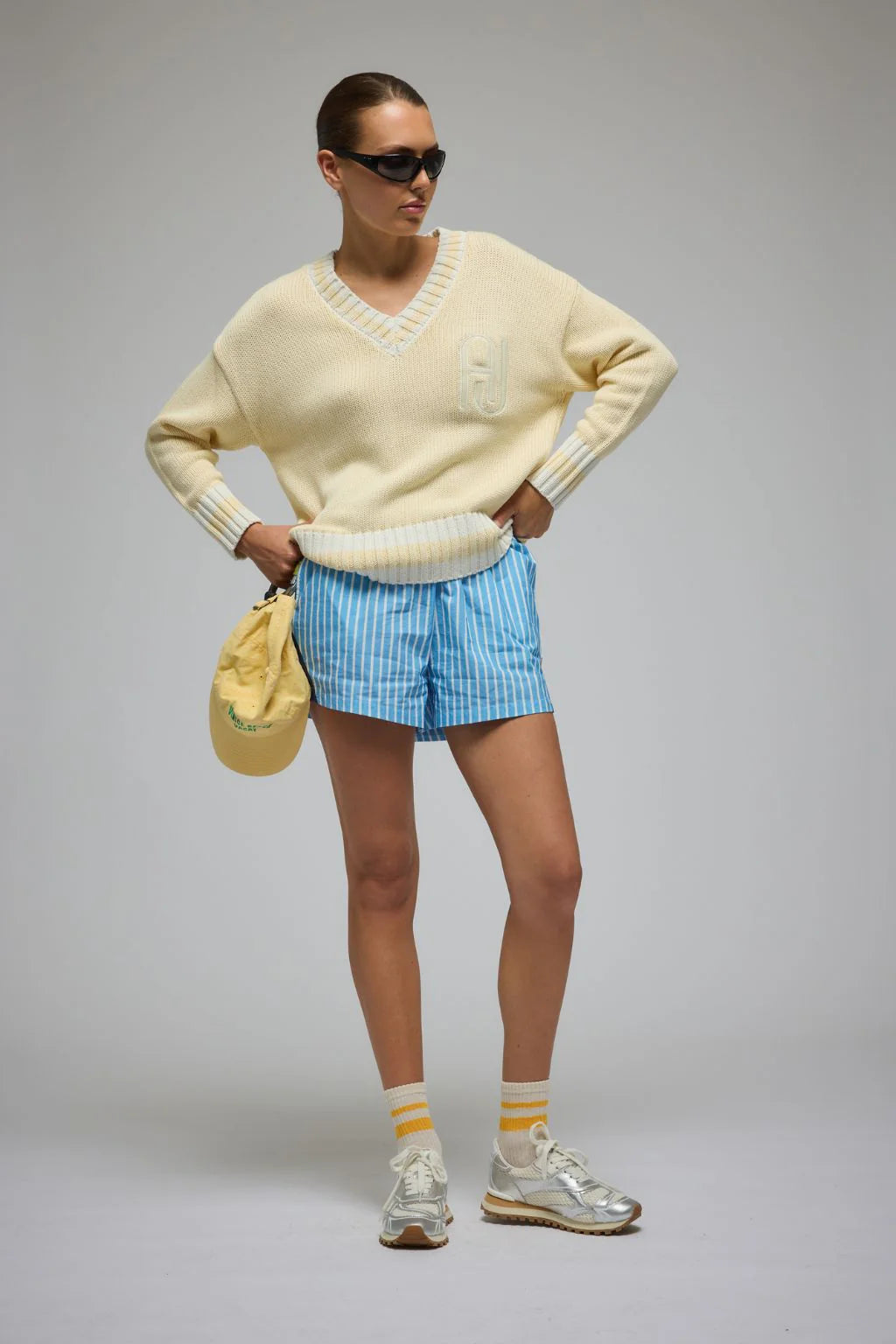 ARAMINTA JAMES Womens AJ V-Neck Knit Sweater Lemon Cream, WOMENS KNITS & SWEATERS, ARAMINTA JAMES, Elwood 101