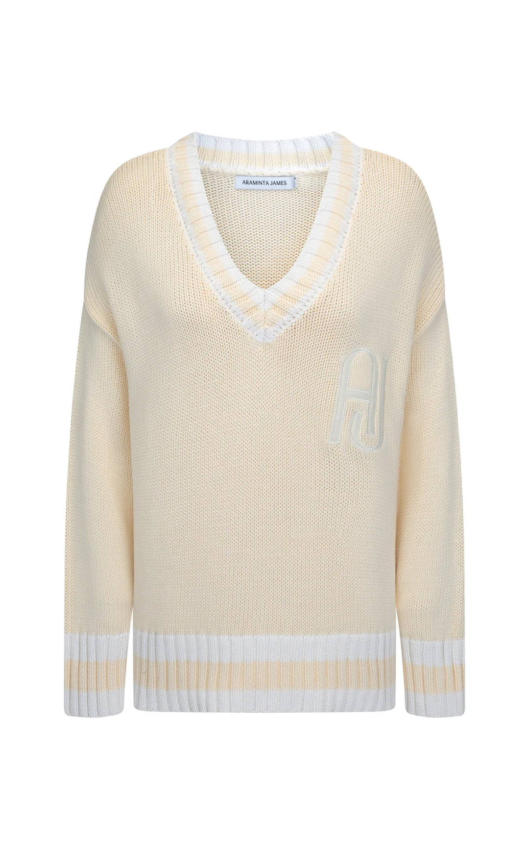ARAMINTA JAMES Womens AJ V-Neck Knit Sweater Lemon Cream, WOMENS KNITS & SWEATERS, ARAMINTA JAMES, Elwood 101