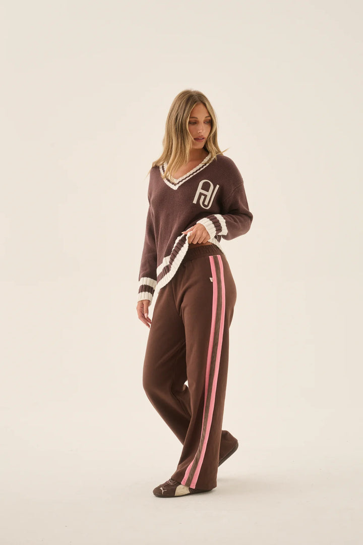 ARAMINTA JAMES Womens AJ V Neck Knit Sweater in Chicory Coffee, WOMENS KNITS & SWEATERS, ARAMINTA JAMES, Elwood 101