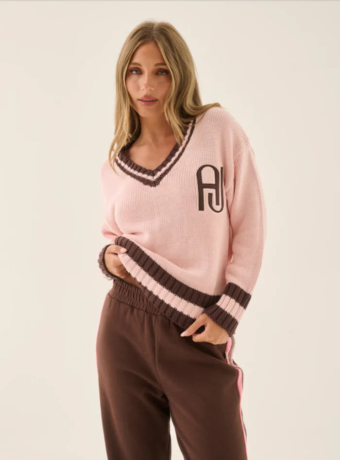 ARAMINTA JAMES Womens AJ V Neck Knit Sweater in Dusty Rose, WOMENS KNITS & SWEATERS, Not specified, Elwood 101