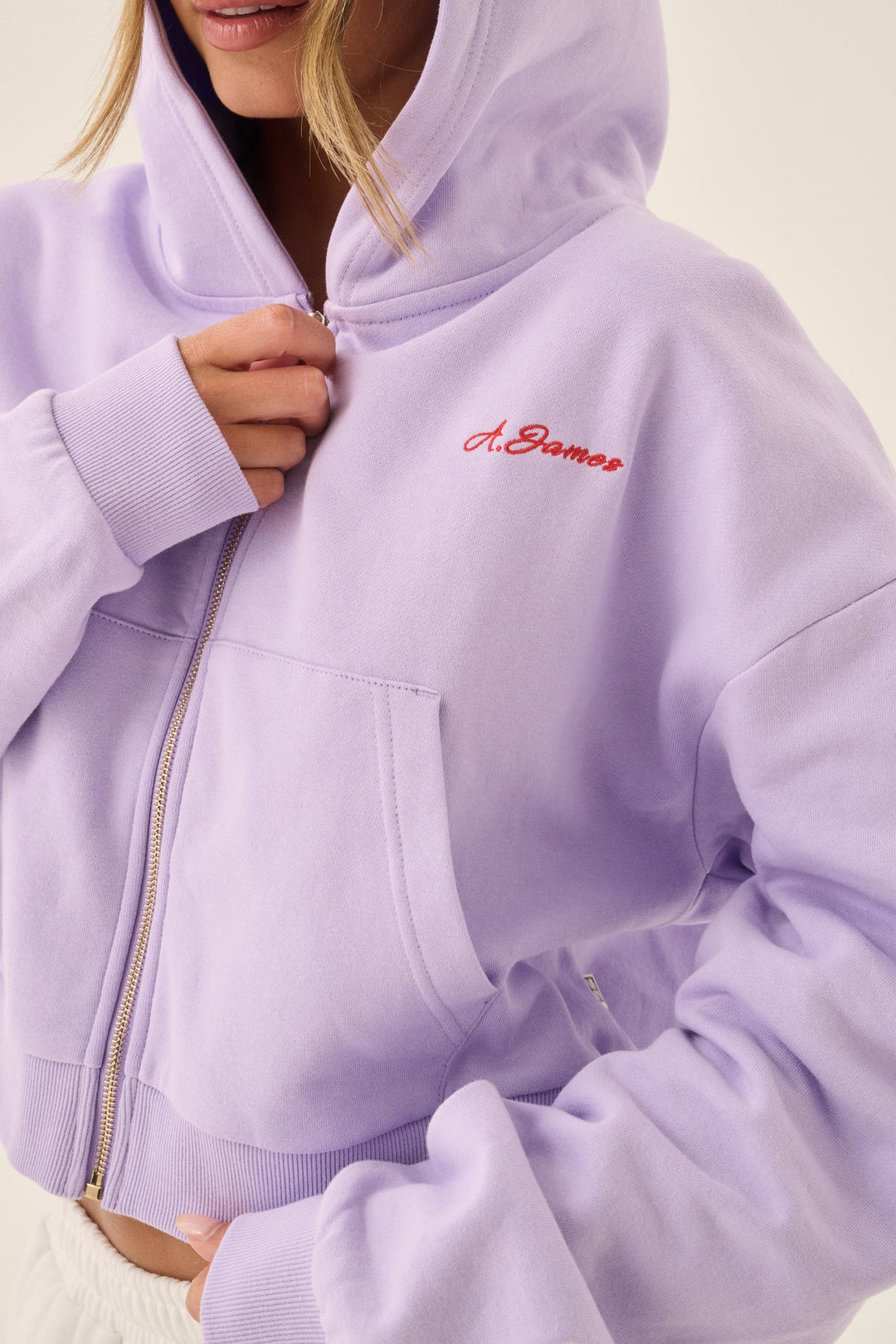 ARAMINTA JAMES Womens A James Zip Thru Hoodie in Lavender