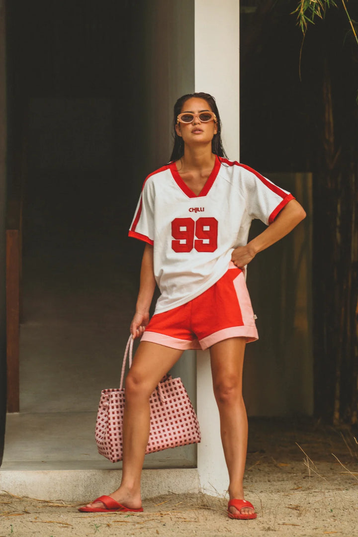 ARAMINTA JAMES Womens Chilli 99 Waffle Tee in Coconut