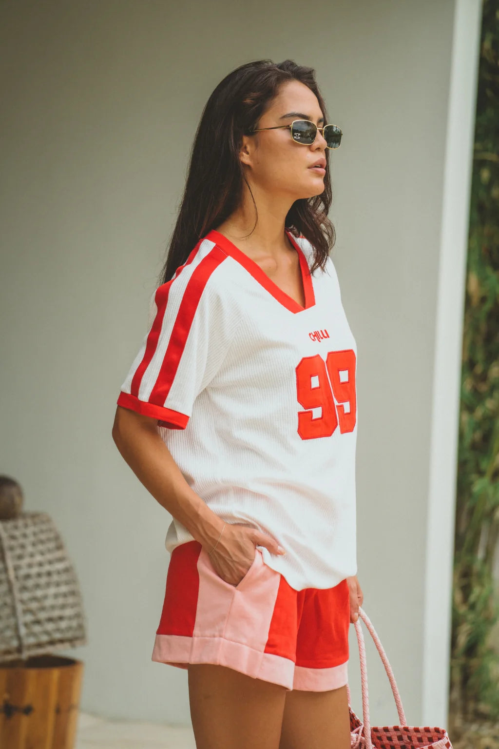 ARAMINTA JAMES Womens Chilli 99 Waffle Tee in Coconut