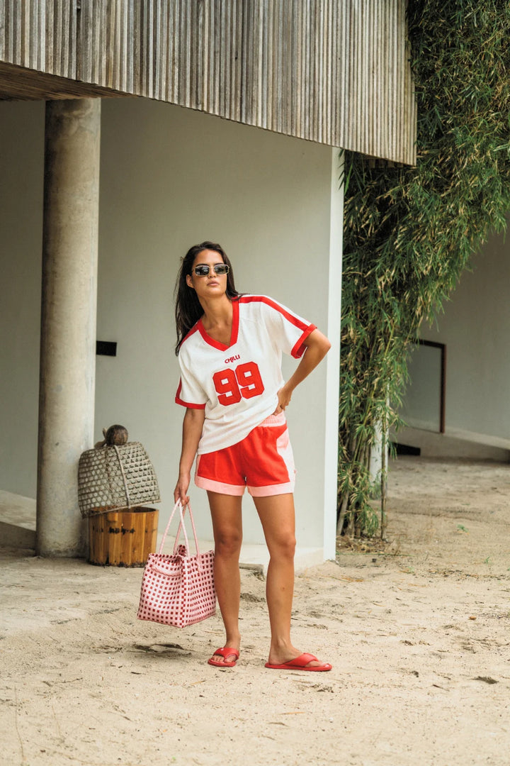 ARAMINTA JAMES Womens Chilli 99 Waffle Tee in Coconut