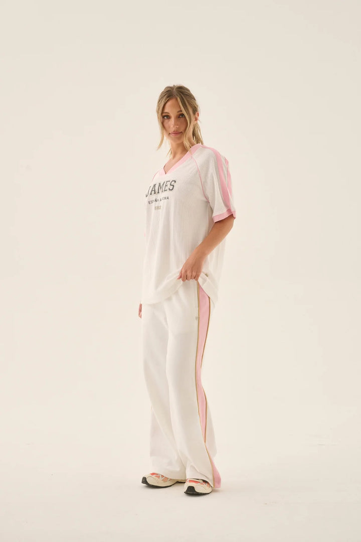 ARAMINTA JAMES Womens James College Waffle Tee in Snow