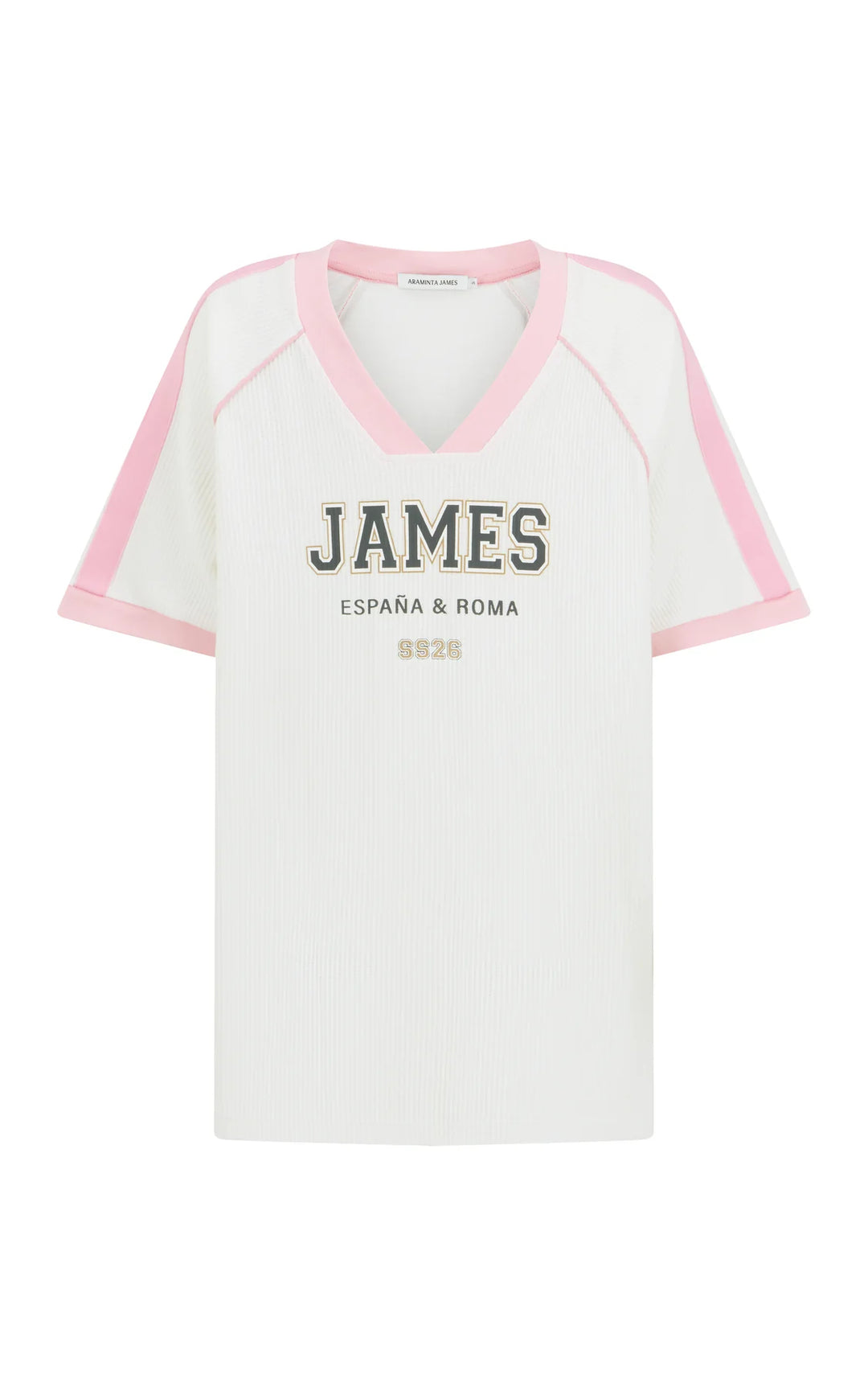 ARAMINTA JAMES Womens James College Waffle Tee in Snow