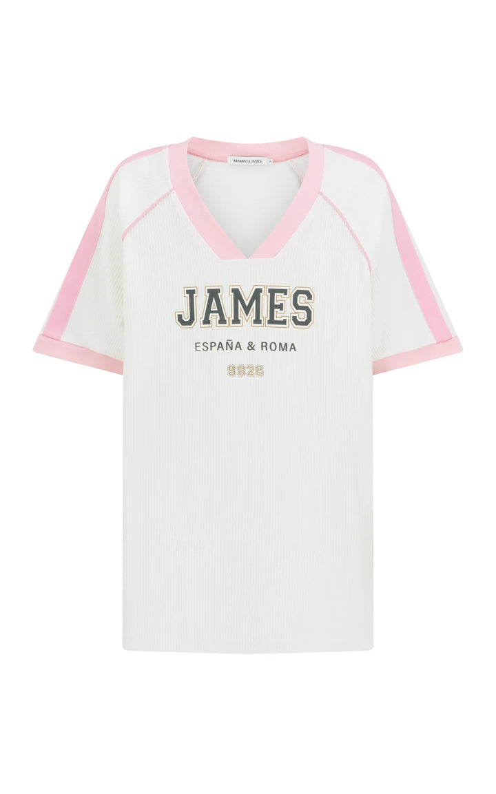 ARAMINTA JAMES Womens James College Waffle Tee in Snow