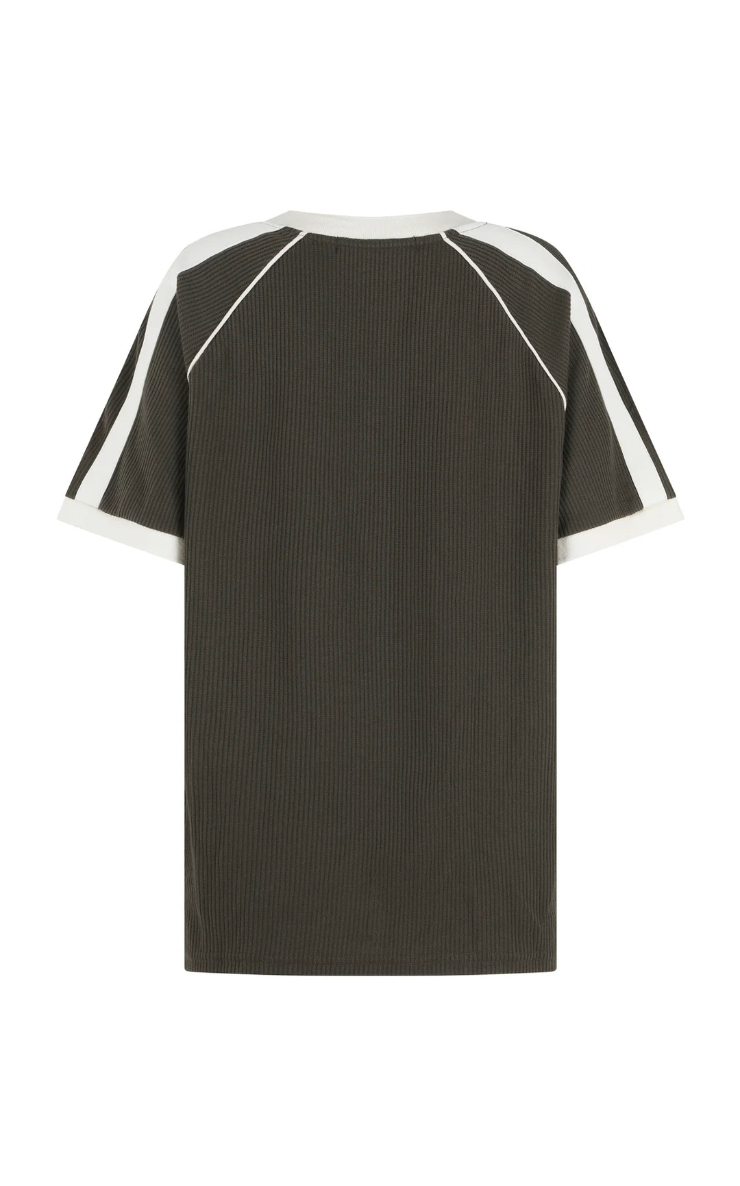 ARAMINTA JAMES Womens James College Waffle Tee in Washed Black