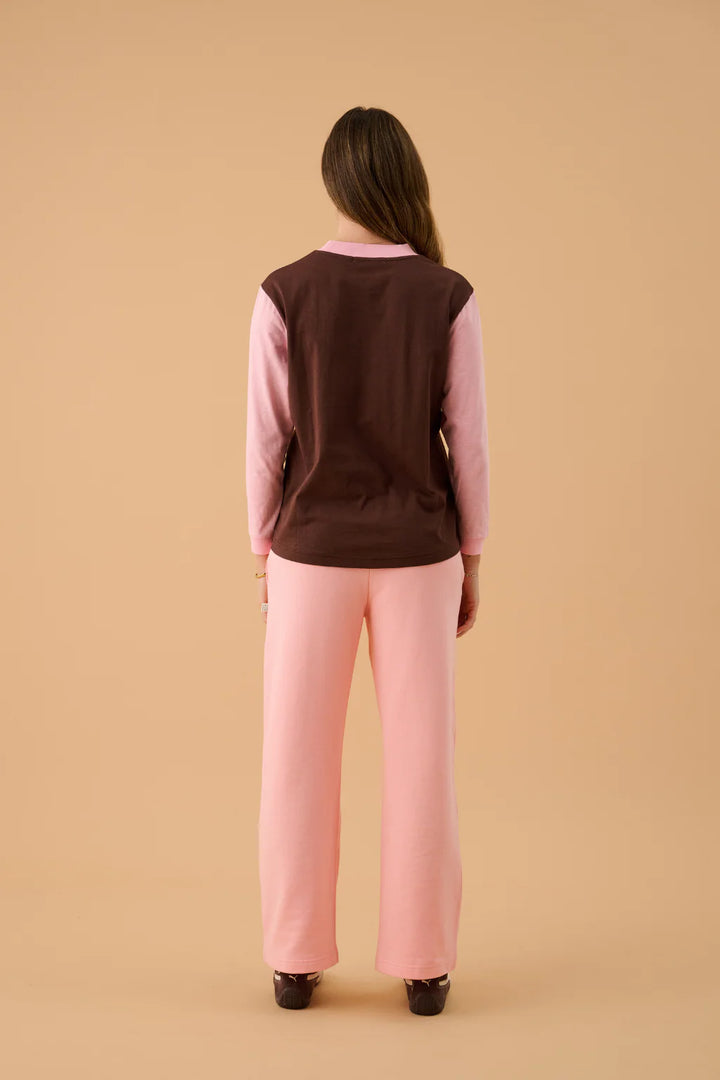 ARAMINTA JAMES Womens James Splice Long Sleeve Tee in Rose Quartz, WOMENS TEES & TANKS, ARAMINTA JAMES, Elwood 101