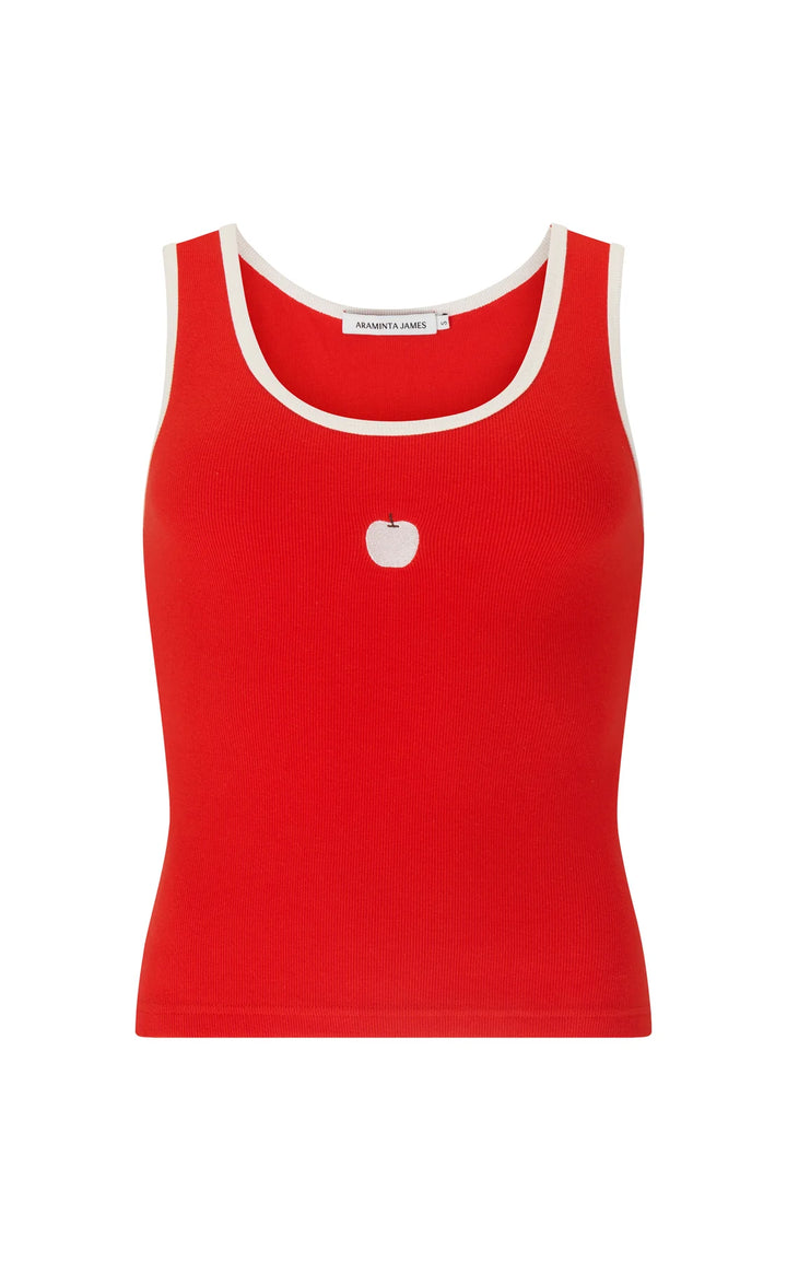 ARAMINTA JAMES Womens Manzana Rib Tank in Apple Red, WOMENS TEES & TANKS, ARAMINTA JAMES, Elwood 101