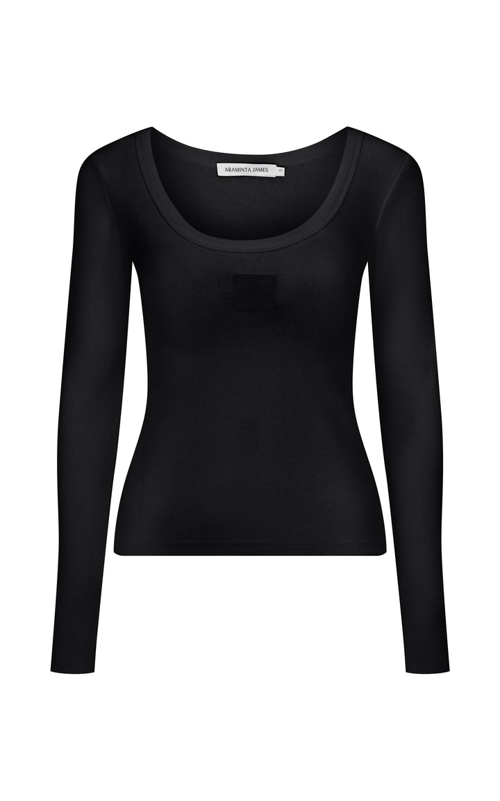ARAMINTA JAMES Womens Monogram Long Sleeve Top Noir, WOMENS TOPS & SHIRTS, ARAMINTA JAMES, Elwood 101