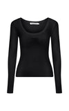 ARAMINTA JAMES Womens Monogram Long Sleeve Top Noir, WOMENS TOPS & SHIRTS, ARAMINTA JAMES, Elwood 101