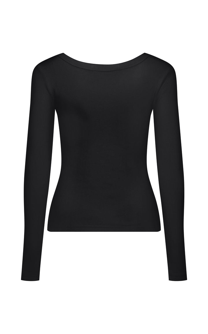 ARAMINTA JAMES Womens Monogram Long Sleeve Top Noir, WOMENS TOPS & SHIRTS, ARAMINTA JAMES, Elwood 101