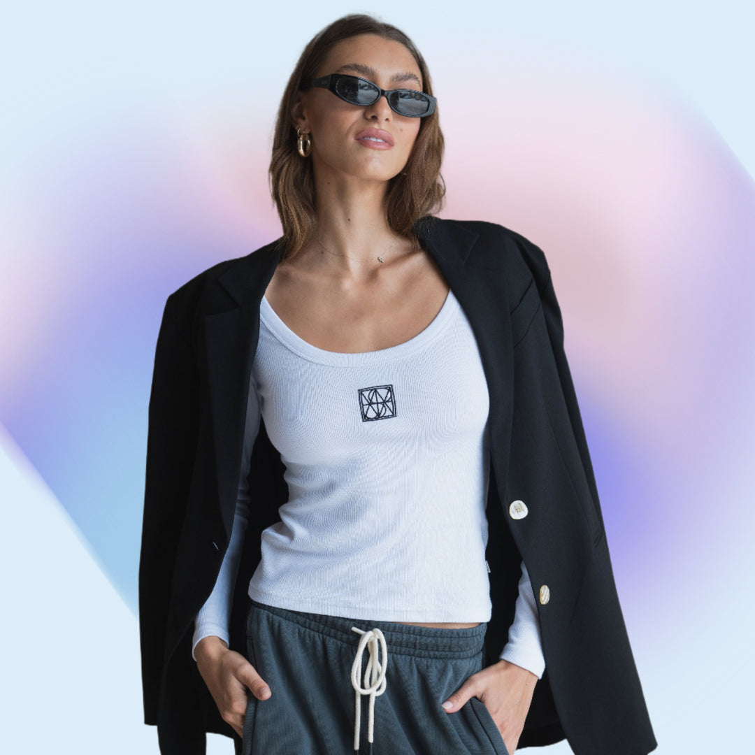 ARAMINTA JAMES Womens Monogram Long Sleeve Top Snow, WOMENS TOPS & SHIRTS, ARAMINTA JAMES, Elwood 101