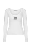 ARAMINTA JAMES Womens Monogram Long Sleeve Top Snow, WOMENS TOPS & SHIRTS, ARAMINTA JAMES, Elwood 101