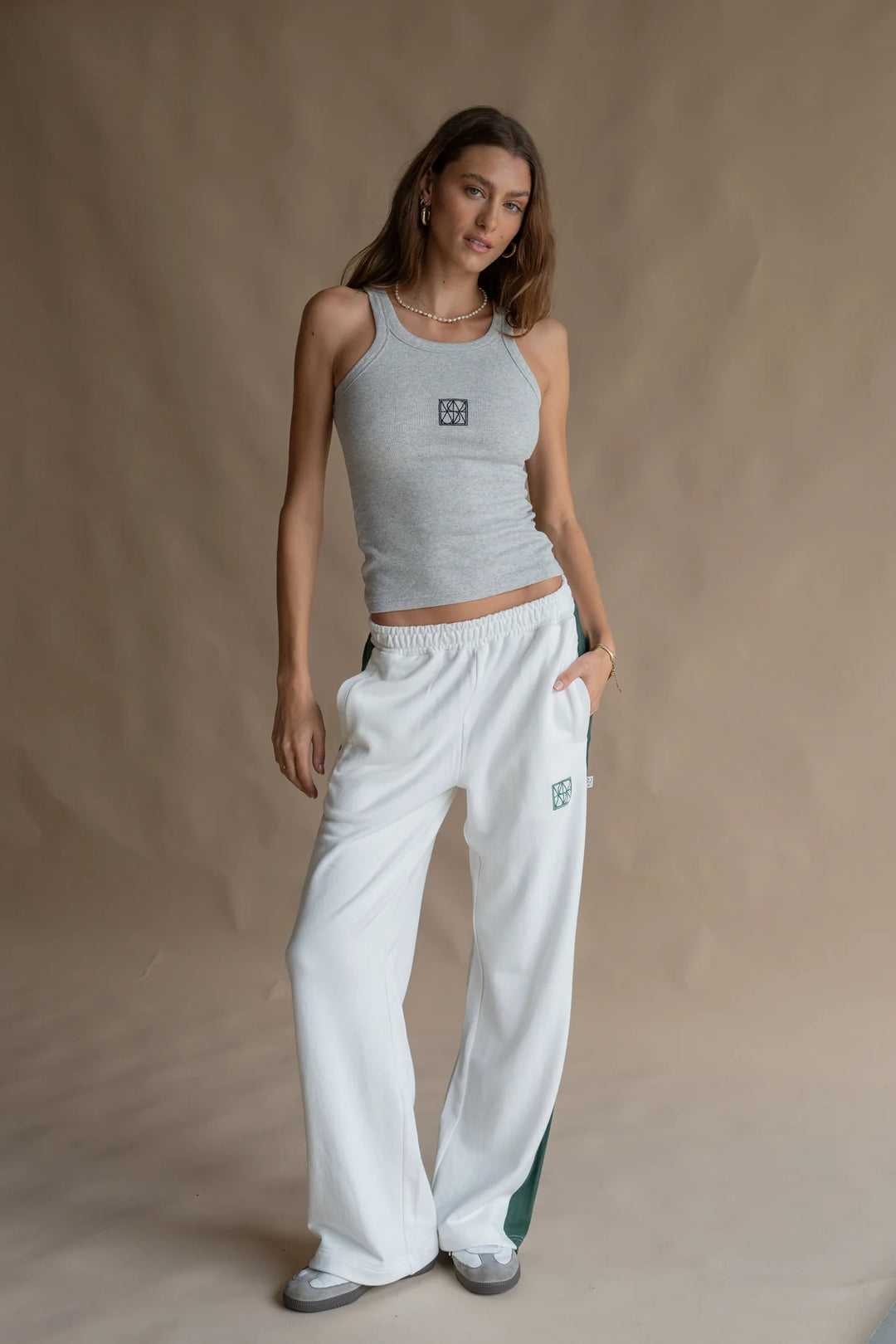 ARAMINTA JAMES Womens Monogram Tank Grey Marle, WOMENS TEES & TANKS, ARAMINTA JAMES, Elwood 101