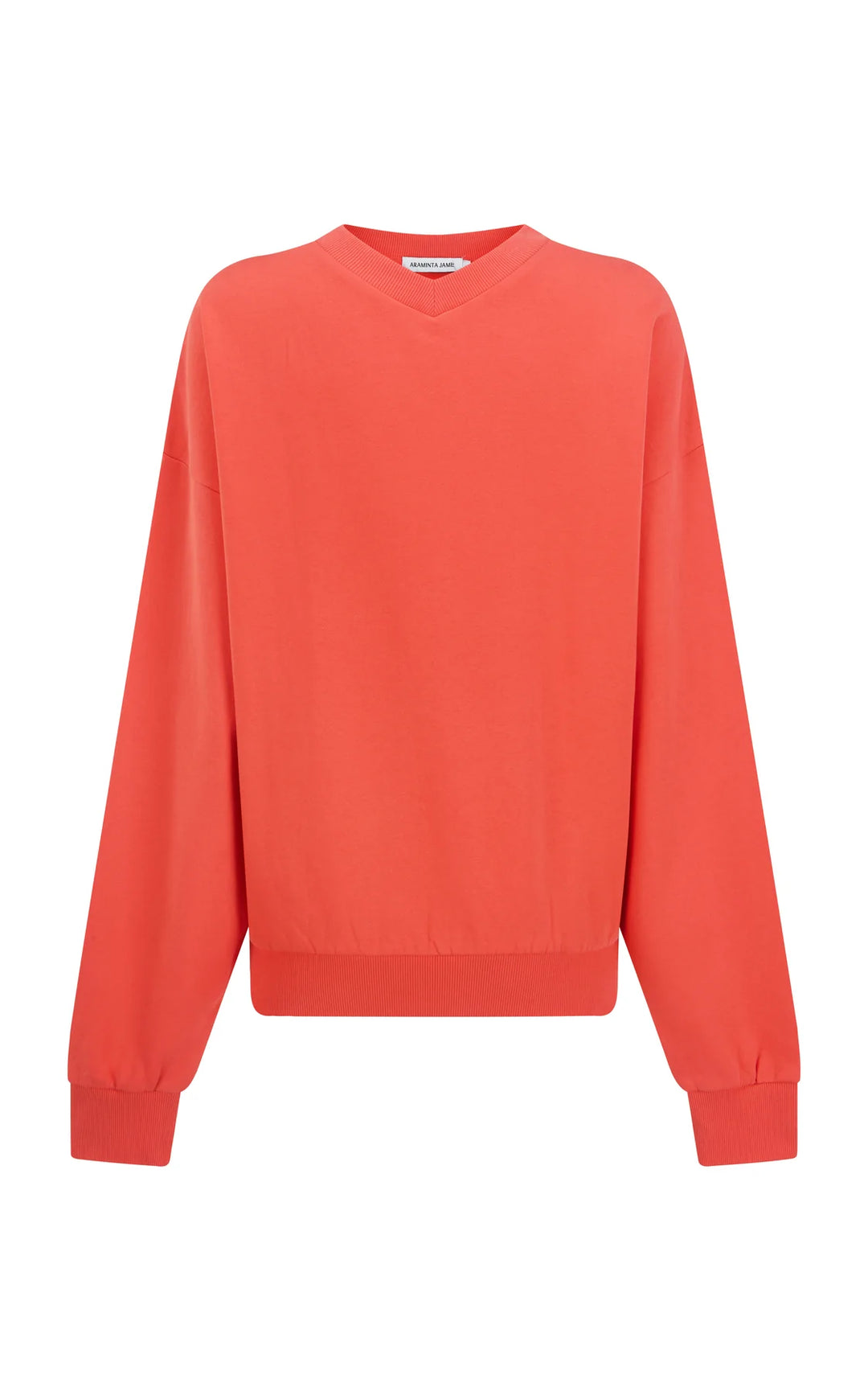 ARAMINTA JAMES Womens Palmera V Neck Sweatshirt in Soft Coral