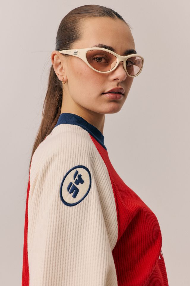 ARAMINTA JAMES Womens Races Waffle Sweatshirt in Poppy Red, WOMENS KNITS & SWEATERS, ARAMINTA JAMES, Elwood 101