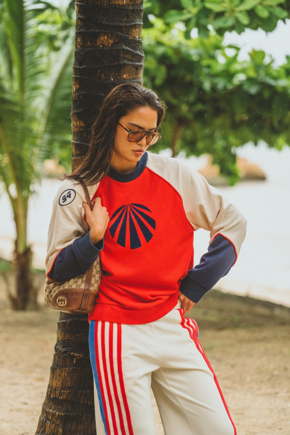 ARAMINTA JAMES Womens Races Waffle Sweatshirt in Poppy Red, WOMENS KNITS & SWEATERS, ARAMINTA JAMES, Elwood 101