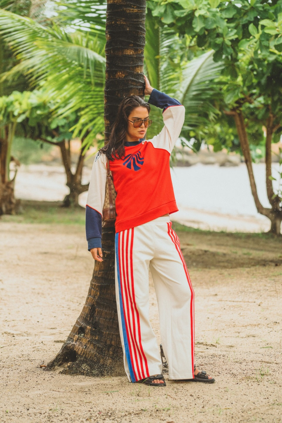 ARAMINTA JAMES Womens Races Waffle Sweatshirt in Poppy Red, WOMENS KNITS & SWEATERS, ARAMINTA JAMES, Elwood 101