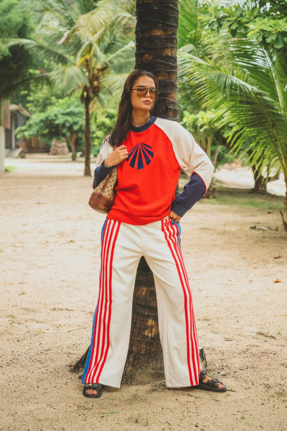 ARAMINTA JAMES Womens Races Waffle Sweatshirt in Poppy Red, WOMENS KNITS & SWEATERS, ARAMINTA JAMES, Elwood 101