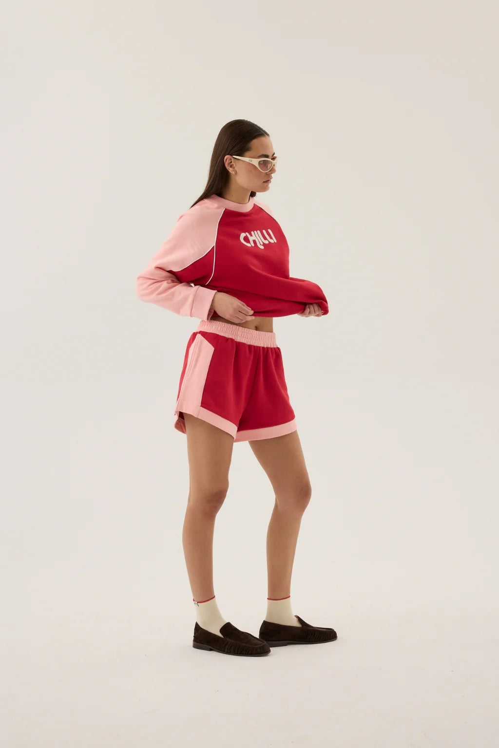 ARAMINTA JAMES Womens Retro Track Short in Poppy Red