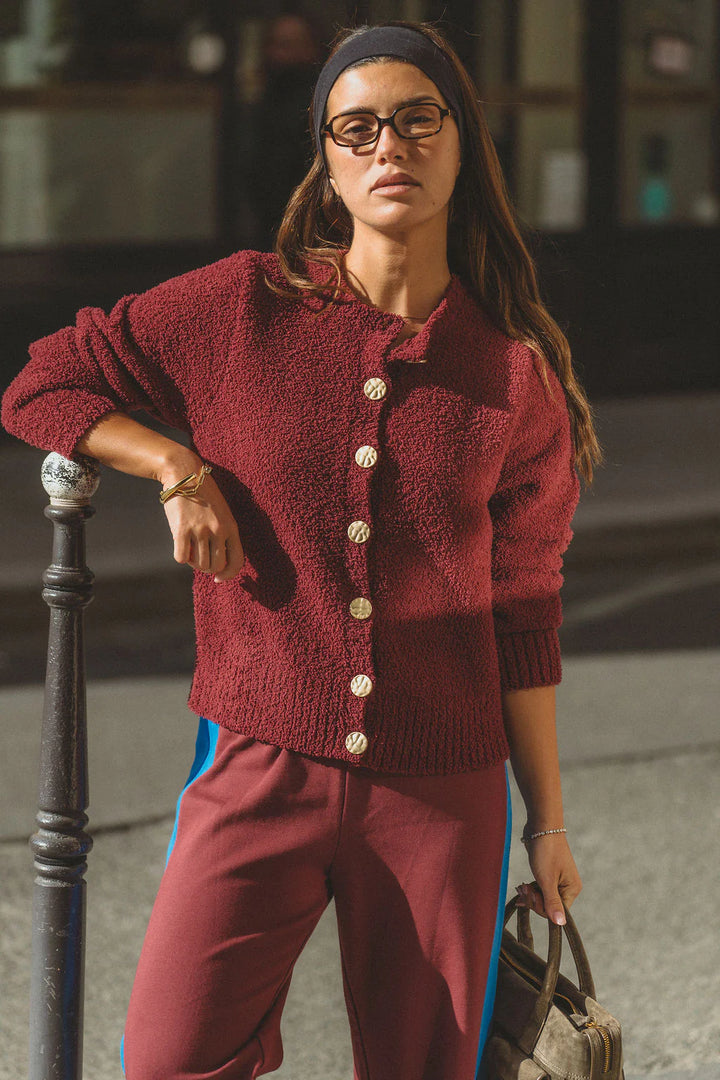 ARAMINTA JAMES Womens Sherpa Cardigan in Chocolate Truffle