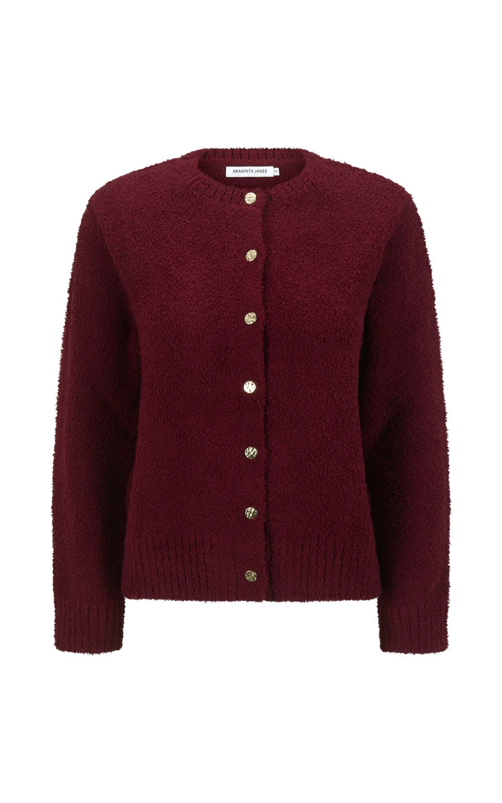 ARAMINTA JAMES Womens Sherpa Cardigan in Chocolate Truffle