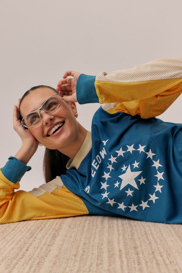 ARAMINTA JAMES Womens Speedway Long Sleeve Tee in Maritime Blue, WOMENS TEES & TANKS, ARAMINTA JAMES, Elwood 101