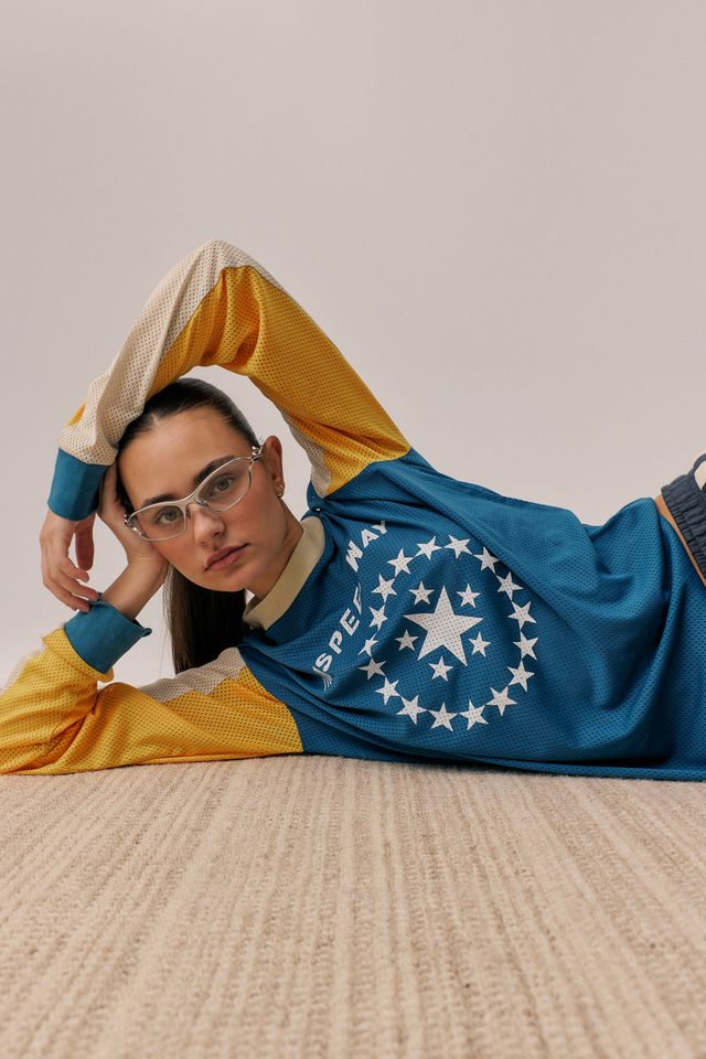 ARAMINTA JAMES Womens Speedway Long Sleeve Tee in Maritime Blue, WOMENS TEES & TANKS, ARAMINTA JAMES, Elwood 101