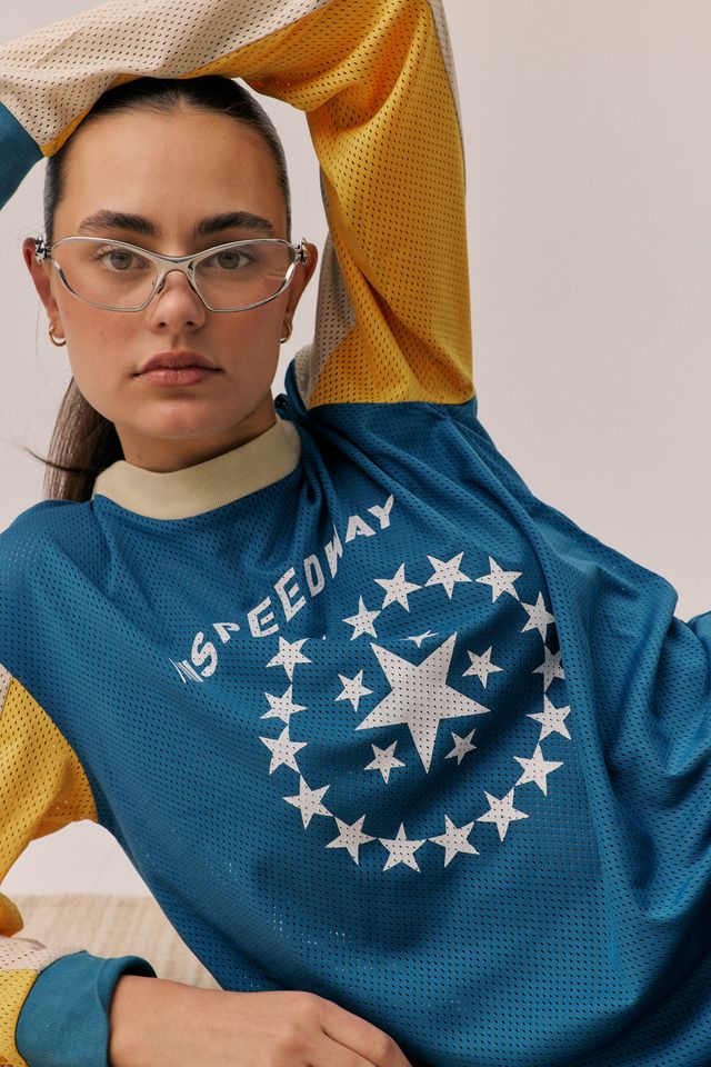 ARAMINTA JAMES Womens Speedway Long Sleeve Tee in Maritime Blue, WOMENS TEES & TANKS, ARAMINTA JAMES, Elwood 101