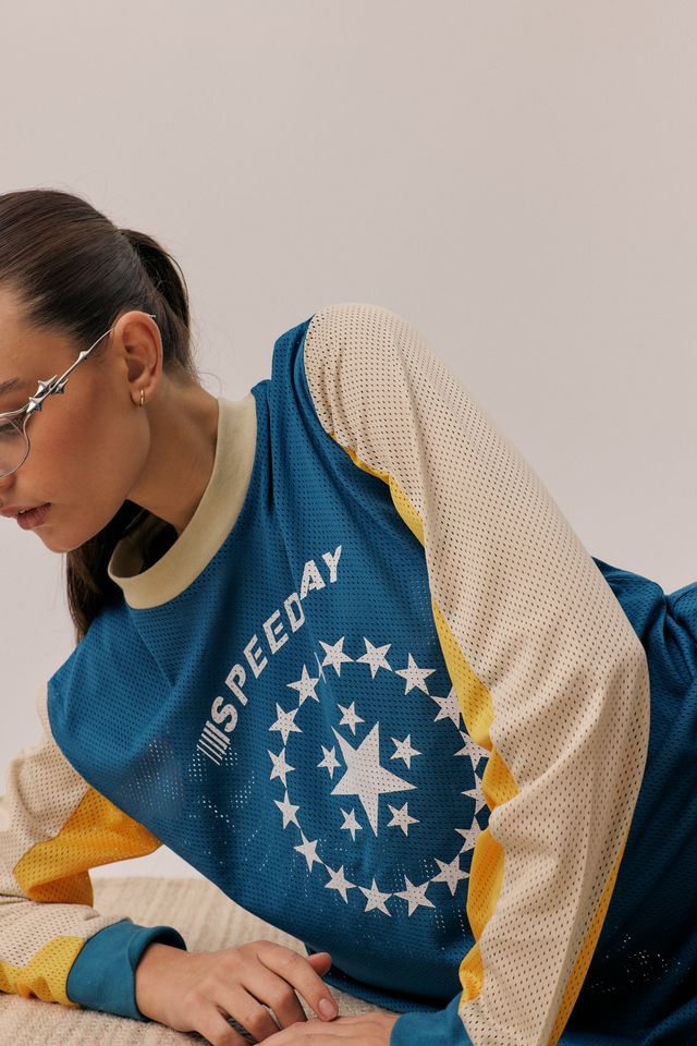 ARAMINTA JAMES Womens Speedway Long Sleeve Tee in Maritime Blue, WOMENS TEES & TANKS, ARAMINTA JAMES, Elwood 101