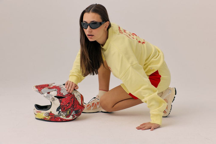 ARAMINTA JAMES Womens Speedy Sweatshirt in Yellow Iris, WOMENS KNITS & SWEATERS, ARAMINTA JAMES, Elwood 101