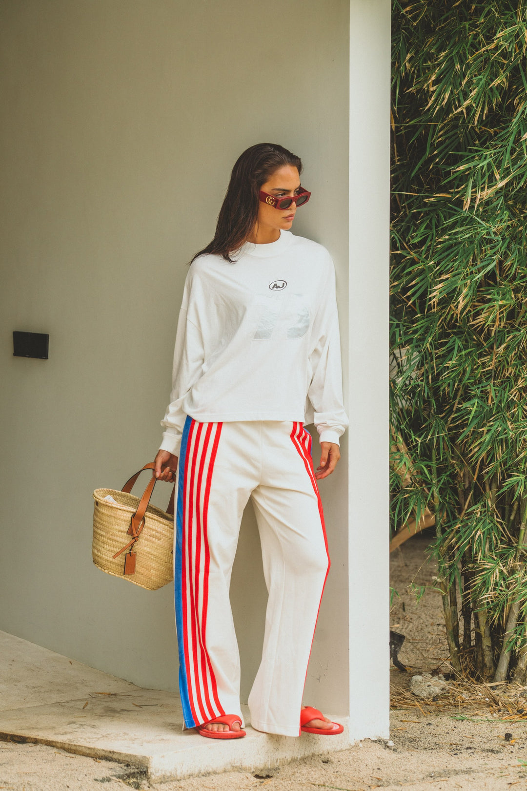 ARAMINTA JAMES Womens Stripe Sports Sheen Pant in Snow, WOMENS TRACK PANTS, ARAMINTA JAMES, Elwood 101