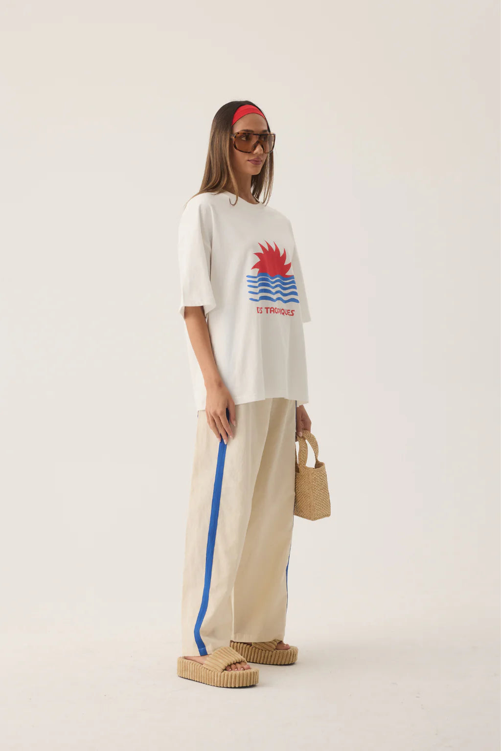 ARAMINTA JAMES Womens Tropiques Oversized Tee in Warm White, WOMENS TEES & TANKS, ARAMINTA JAMES, Elwood 101