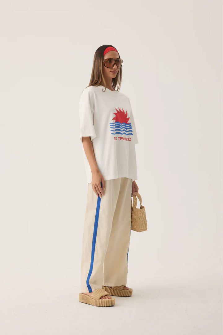 ARAMINTA JAMES Womens Tropiques Oversized Tee in Warm White, WOMENS TEES & TANKS, ARAMINTA JAMES, Elwood 101