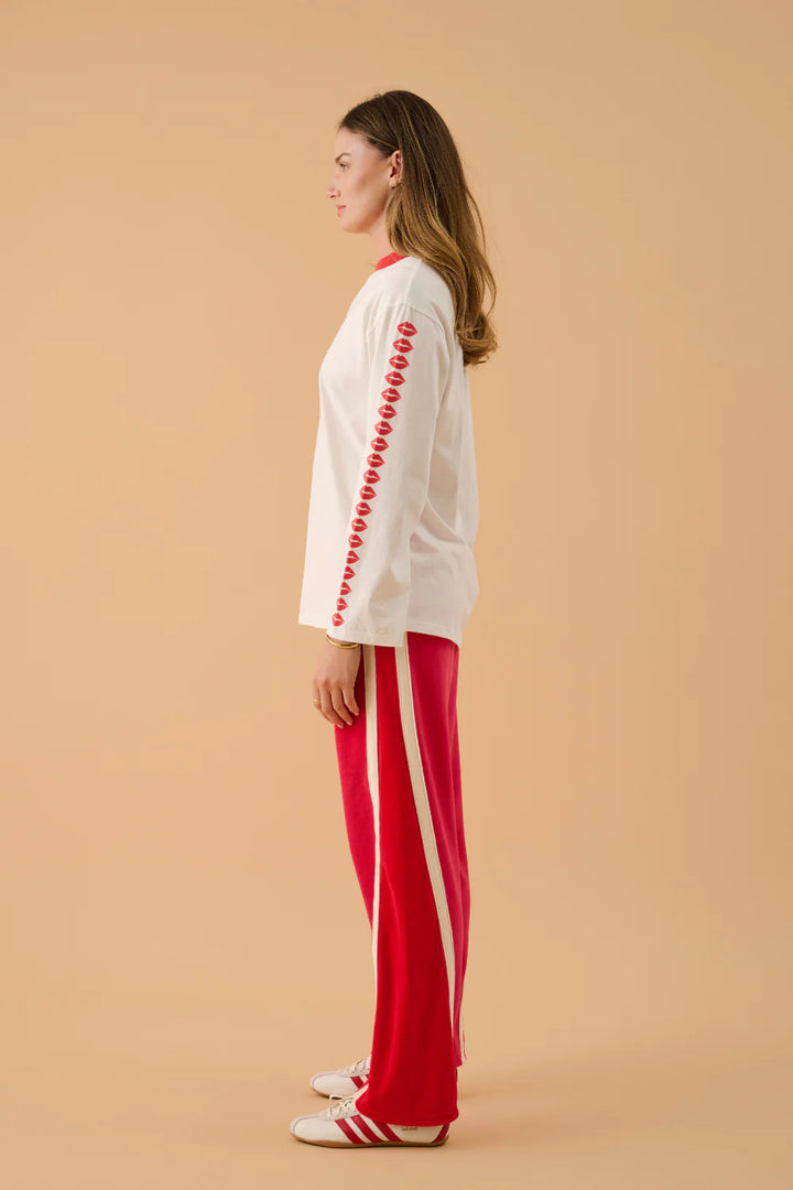 ARAMINTA JAMES Womens Velour Splice Trackpant in Tango Red, WOMENS TRACK PANTS, ARAMINTA JAMES, Elwood 101