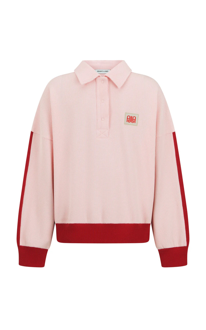 ARAMINTA JAMES Womens Waffle Splice Sweatshirt in Ballet Pink