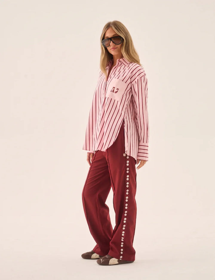 ARAMINTA JAMES Womens AJ Crest Palermo Stripe Shirt in Ballet Pink