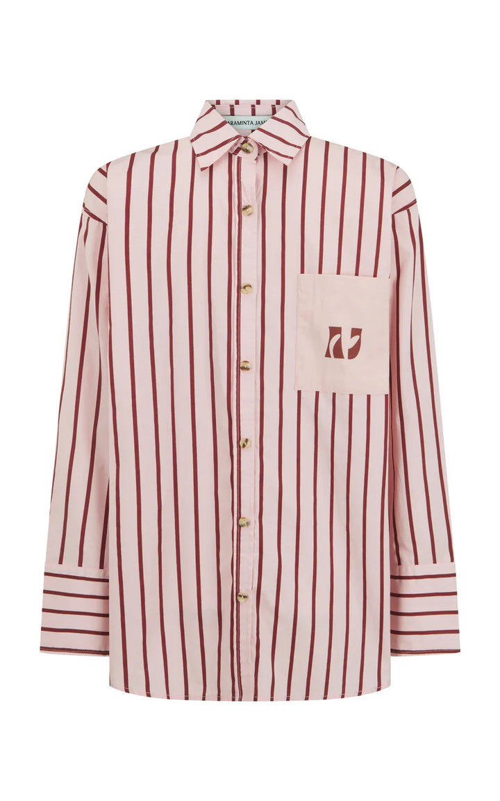ARAMINTA JAMES Womens AJ Crest Palermo Stripe Shirt in Ballet Pink