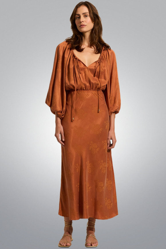 AUGUST THE LABEL Womens Zelda Midi Dress - Rust, WOMENS DRESSES, AUGUSTE THE LABEL, Elwood 101